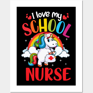 School Nurse Unicorn Shirts For kids boys girls Posters and Art